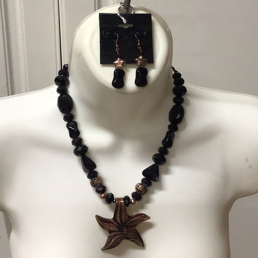 Assorted Black Beaded Starfish Motif Hand Crafted Original Design.